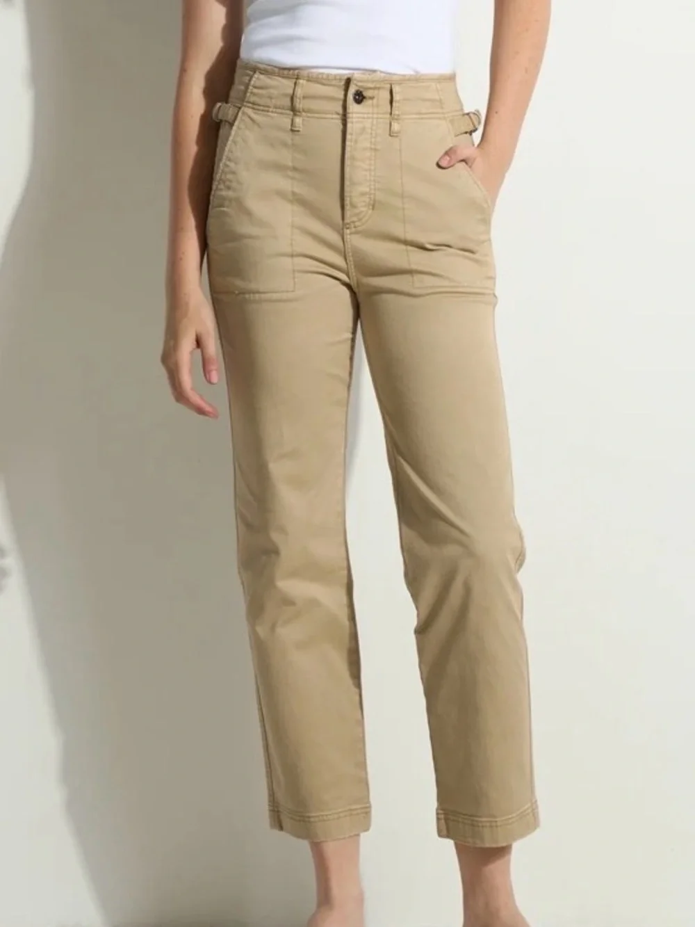NWT Rowan Jalen Casual Straight Leg Cropped Pants in Sand Dune